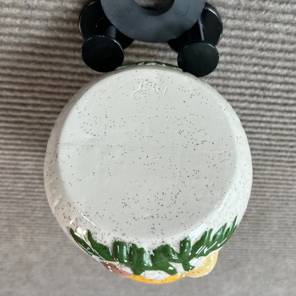Ceramic Mushroom Birdhouse Hanging Planter Yellow Speckled Cottagecore Retro